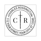 2 Rücksendeadresse für das erste Monogramm Sword # Gummistempel (Prägung)