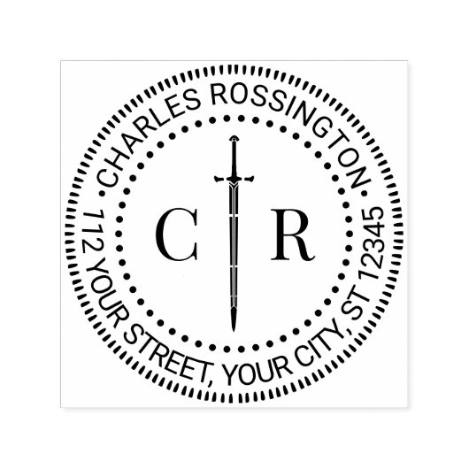 2 Rücksendeadresse für das erste Monogramm Sword # Permastempel (Design)