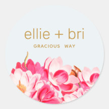 2" Rundrosa Wasserfarben Magnolia Blumenaufkleber