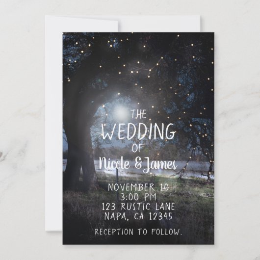 2 Rustikale Bäume Abend Lights Sonnenuntergang Hoc Einladung (Vorderseite)