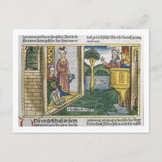 2 Samuel 11 1-5 David sieht Bathsheba Baden, von Postkarte (Vorderseite)