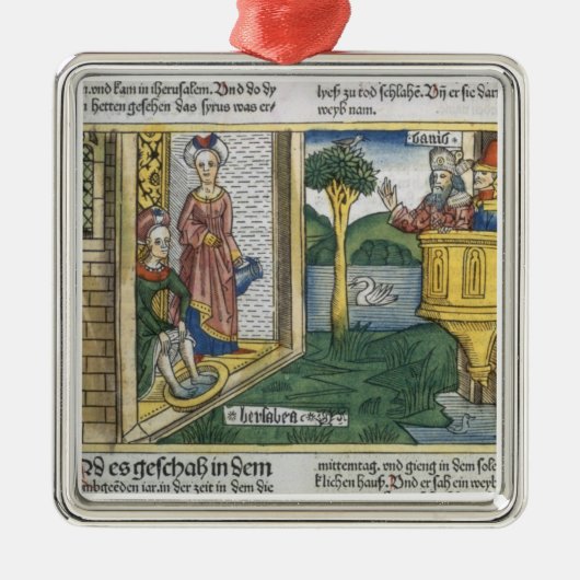 2 Samuel 11 1-5 David sieht Bathsheba, von zu Silbernes Ornament (Vorne)