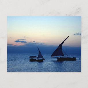 2 Schiffe bei Sonnenuntergang Postkarte