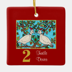 2 Schildkröte-Tauben-niedliche Vögel u. Keramikornament