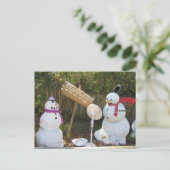 2 Schneemänner Weihnachten Postkarte (Stehend Vorderseite)