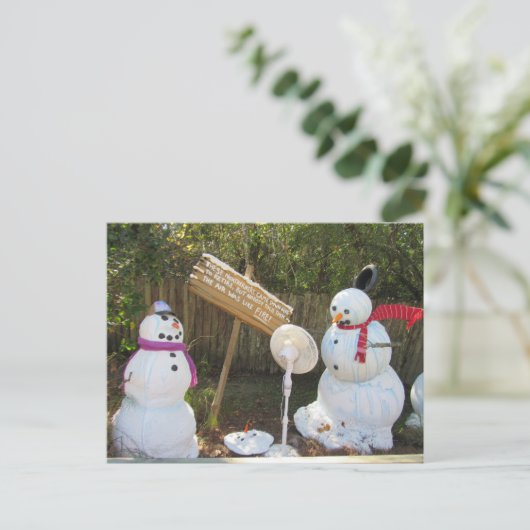 2 Schneemänner Weihnachten Postkarte (Stehend Vorderseite)