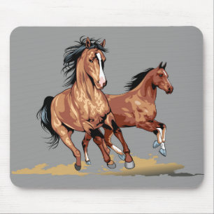 2 Schöne Pferde, die die Maus betreiben Mousepad