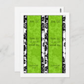 2 Schwarz/Zitronengrün-Damast Hochzeitsfeiern Lese Postkarte (Vorne/Hinten)