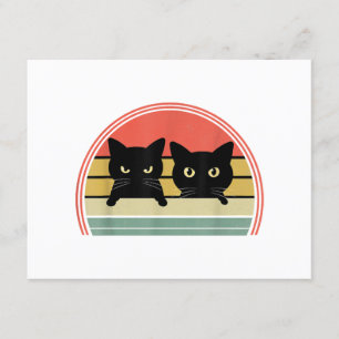 2 Schwarze Katzen Peeking Vintage Retro Katze Lieb Begleitkarte