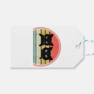 2 Schwarze Katzen Peeking Vintage Retro Katze Lieb Geschenkanhänger