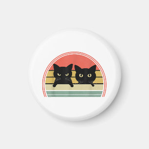 2 Schwarze Katzen Peeking Vintage Retro Katze Lieb Magnet