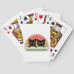 2 Schwarze Katzen Peeking Vintage Retro Katze Lieb Spielkarten