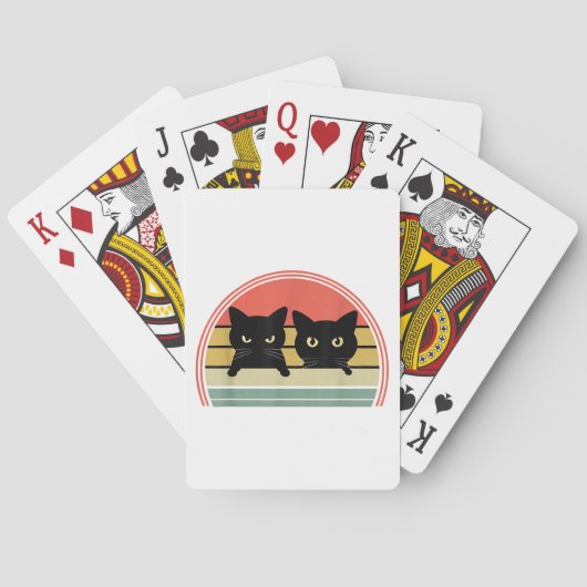 2 Schwarze Katzen Peeking Vintage Retro Katze Lieb Spielkarten (Rückseite)