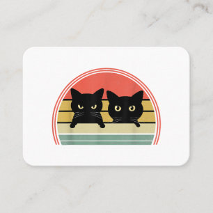 2 Schwarze Katzen Peeking Vintage Retro Katze Lieb Visitenkarte