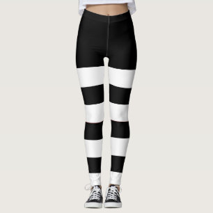 2 schwarze und weiße Streifen für Frauen Leggings
