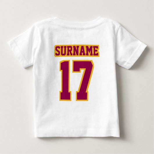 2 SEITE WEISSE SCHWARZE BURGUNDY GOLD 3/4 SCHAUBLA BABY T-SHIRT (Rückseite)