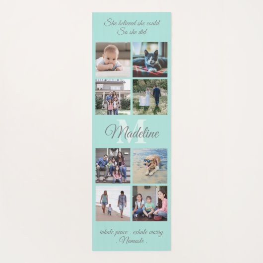 2 Seiten Aquamarines Mantra Blue Monogram 16 Foto Yogamatte (Rückseite)