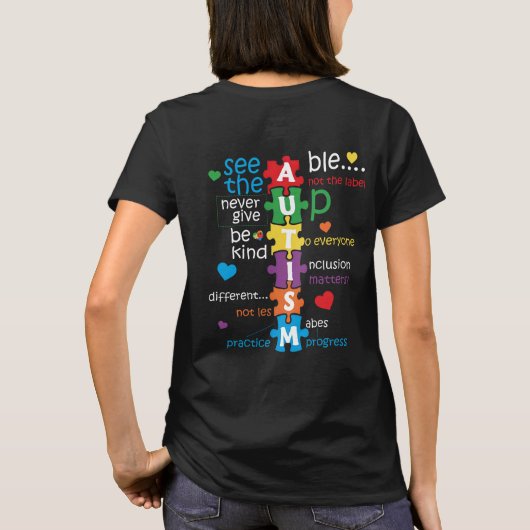 2 Seiten Autismus Bewusstsein ist ein Kind Puzzle T-Shirt (Rückseite)