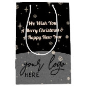 2 Seiten Business-Logo QR-Code Name Christmas Medi Mittlere Geschenktüte (Vorderseite)