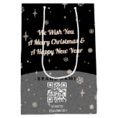 2 Seiten Business-Logo QR-Code Name Christmas Medi Mittlere Geschenktüte (Rückseite)
