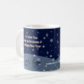 2 Seiten Business-Logo und QR-Code Blau Weihnachte Kaffeetasse (Vorderseite Links)