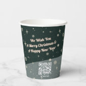 2 Seiten Business-Logo und QR-Code Grün Weihnachte Pappbecher (Rückseite)