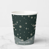 2 Seiten Business-Logo und QR-Code Grün Weihnachte Pappbecher (Links)