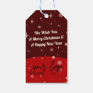 2 Seiten Business-Logo und QR-Code Red Christmas G Geschenkanhänger