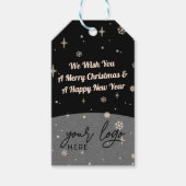 2 Seiten Business-Logo und QR-Code Schwarzes Weihn Geschenkanhänger (Vorderseite)