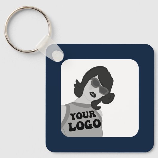 2 Seiten Ihr Logo + QR-Code Einfache Geschäftsstel Schlüsselanhänger (Vorderseite)