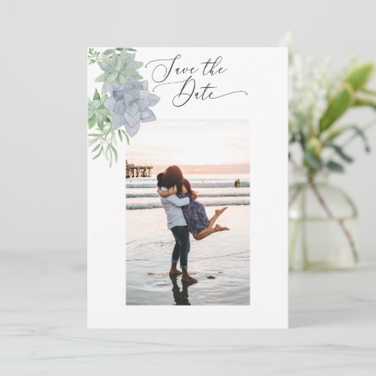 2 Seiten Save the Date Fotokarte - Sukkulturen (Stehend Vorderseite)