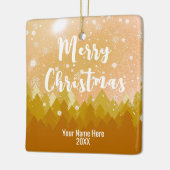 2-seitig gepflegter Goldener Schneewald Frohe Weih Keramikornament (Links)