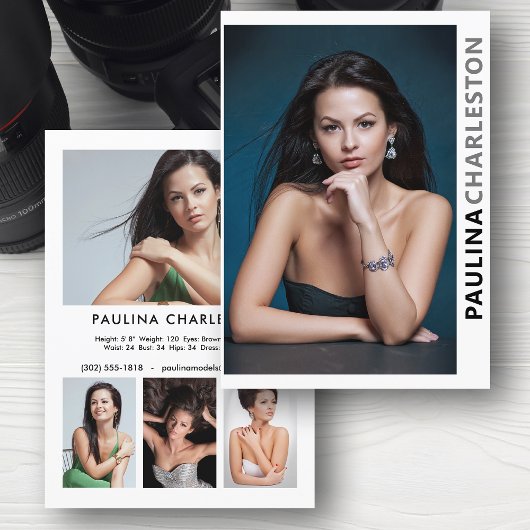 2-seitige 5-Foto-Modell-Akteur Pro-12x18-Vorlage Einladung