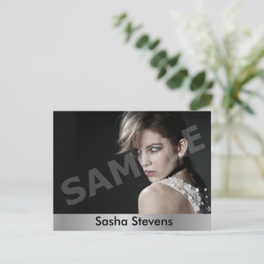 2-seitige Actor & Model Headshot Comp Postkarte (Stehend Vorderseite)