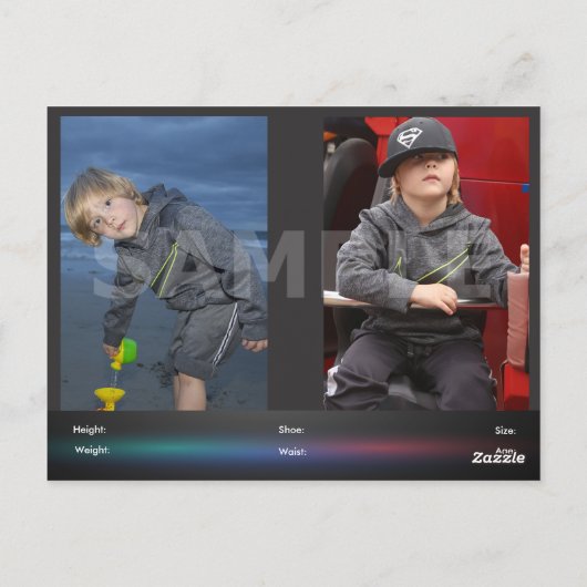 2-seitige Actor & Model Headshot Comp Postkarte (Rückseite)