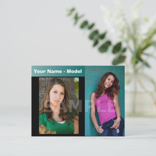 2-seitige Actor & Model Headshot Comp Postkarte (Stehend Vorderseite)