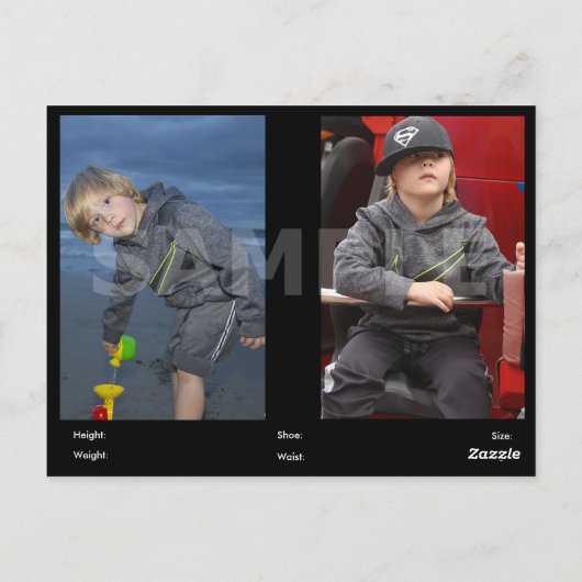 2-seitige Actor & Model Headshot Comp Postkarte (Rückseite)