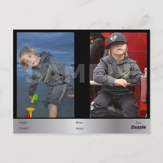 2-seitige Actor & Model Headshot Comp Postkarte (Rückseite)