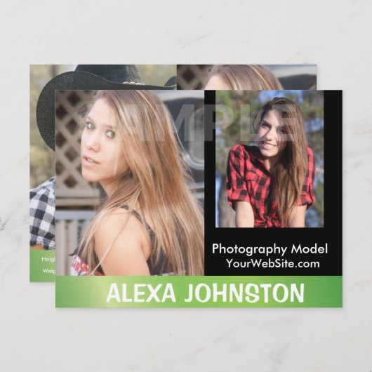 2-seitige Actor & Model Headshot Comp Postkarte (Vorne/Hinten)