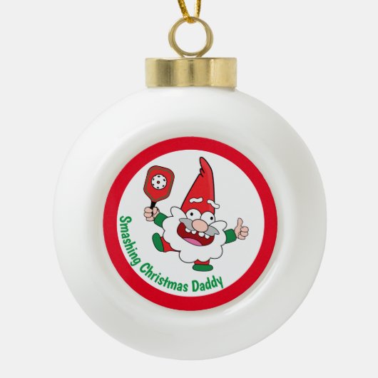 🎅 🤶 2-seitige, anpassbare Weihnachtspickleball C Keramik Kugel-Ornament (Vorderseite)