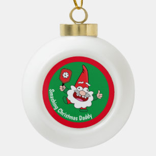 🎅 🤶 2-seitige, anpassbare Weihnachtspickleball Keramik Kugel-Ornament