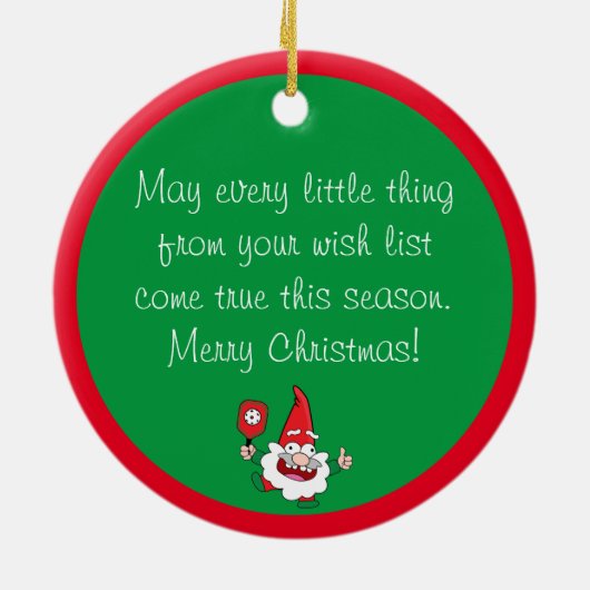 🎅 🤶 2-seitige, anpassbare Weihnachtspickleball Keramik Ornament (Hinten)