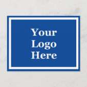 2-seitige blaue und weiße Vorlage Ihr Logo hier Postkarte (Vorderseite)