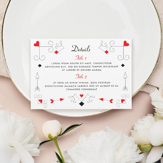 2-seitige Details zu Vegas Cupid's Hearts and Diam RSVP Karte