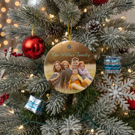 2-seitige elegante Schrift-Overlay-Doppel-Foto Keramik Ornament