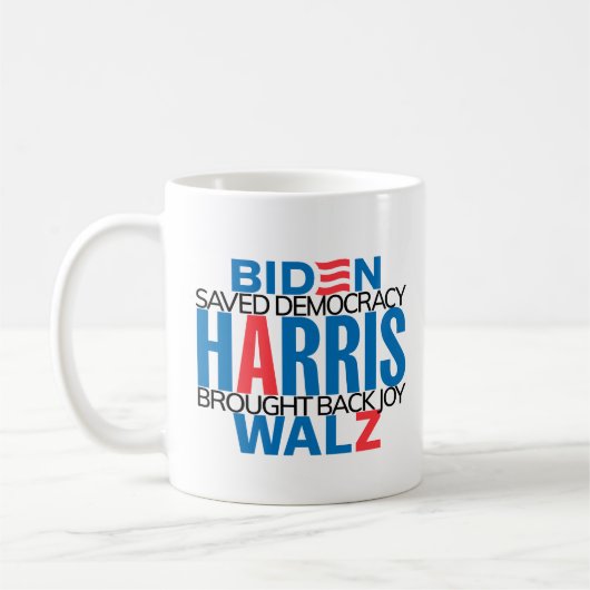 2-seitige Gerettet Demokratie/Zurück-Freude-Tasse Kaffeetasse (Links)