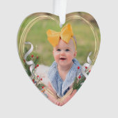 2-seitige Gold Frame Baby 1. Weihnachts Holly & Pi Ornament (Vorderseite)