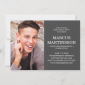 2-seitige Gray Graduation Party 3 Foto Einladung (Vorderseite)