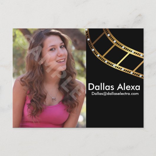 2-seitige Headshot-Comp-Karte des Schauspielers Postkarte (Vorderseite)