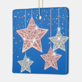 2-seitige helle Weihnachtszitat mit den Sternen Bl Keramikornament (Links)